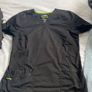3 Scrub Tops, 3 Scrub Pants (All black)